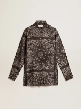 Pyjamas skjorta i antracitgrått med paisleymönster