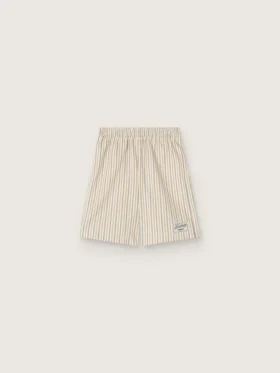 Randiga shorts för pojkar i ecru, beige och grått