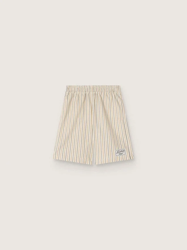 Randiga shorts för pojkar i ecru, beige och grått