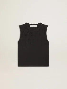 Ärmlös T-shirt i sliten svart nyans med ton-i-ton-broderi i gradient