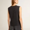 Ärmlös T-shirt i sliten svart nyans med ton-i-ton-broderi i gradient