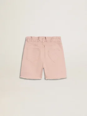 Rosa bomullsshorts för flickor med broderi
