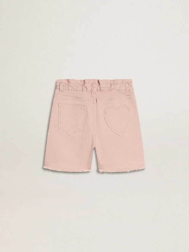 Rosa bomullsshorts för flickor med broderi