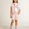 Rosa bomullsshorts för flickor med broderi
