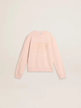 Rosa sweatshirt för flickor med rosa text på framsidan
