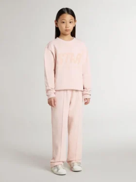Rosa sweatshirt för flickor med rosa text på framsidan