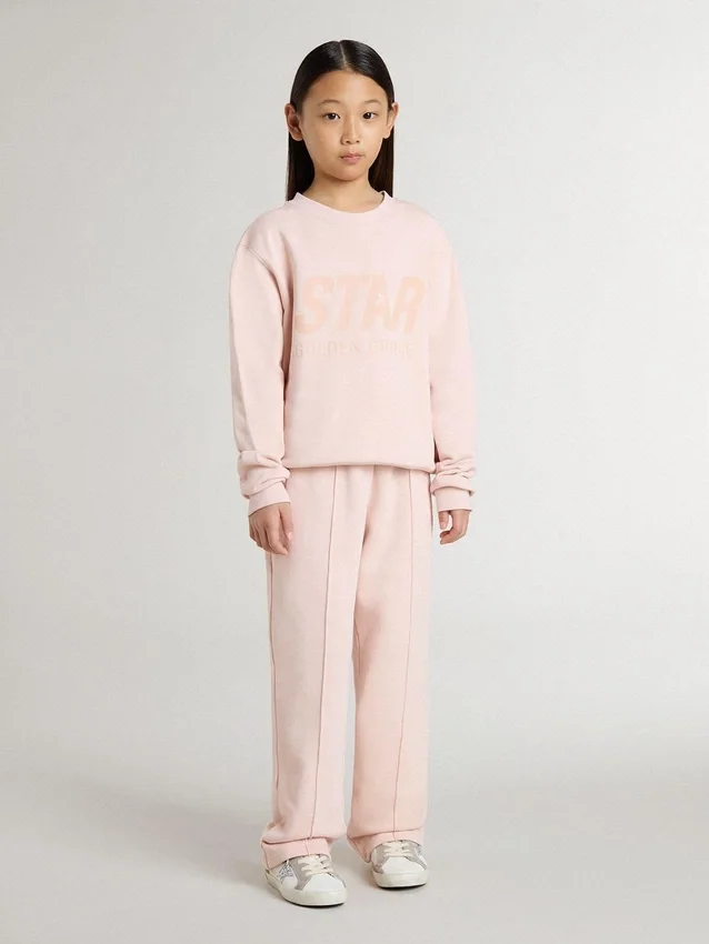Rosa sweatshirt för flickor med rosa text på framsidan