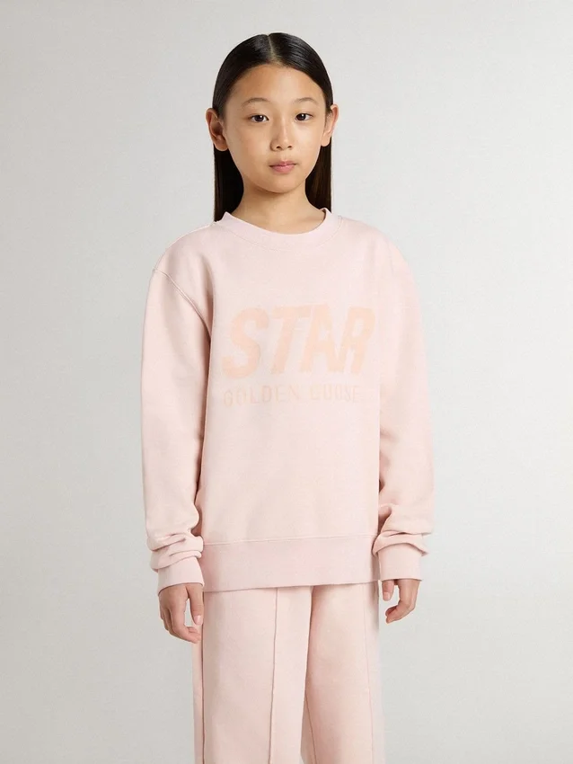 Rosa sweatshirt för flickor med rosa text på framsidan
