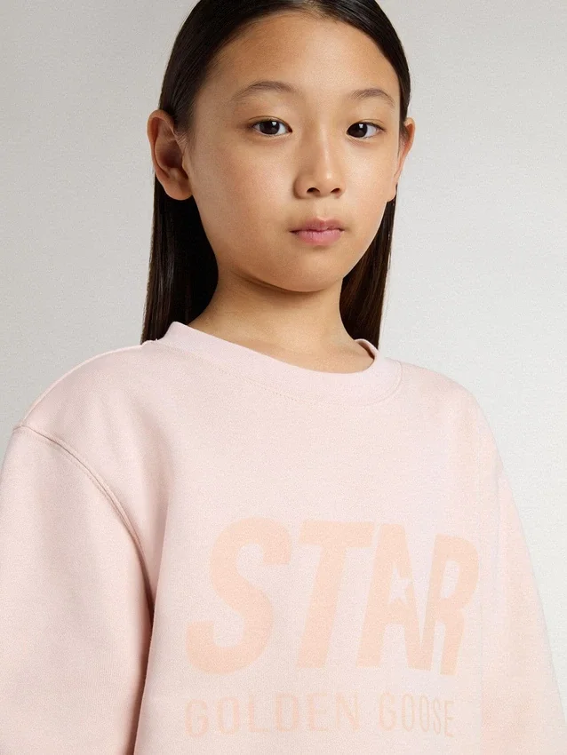Rosa sweatshirt för flickor med rosa text på framsidan