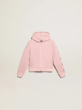 Rosa sweatshirt med silverglittrande stjärnor