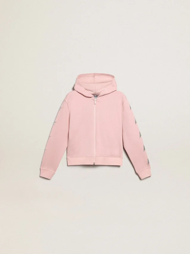 Rosa sweatshirt med silverglittrande stjärnor
