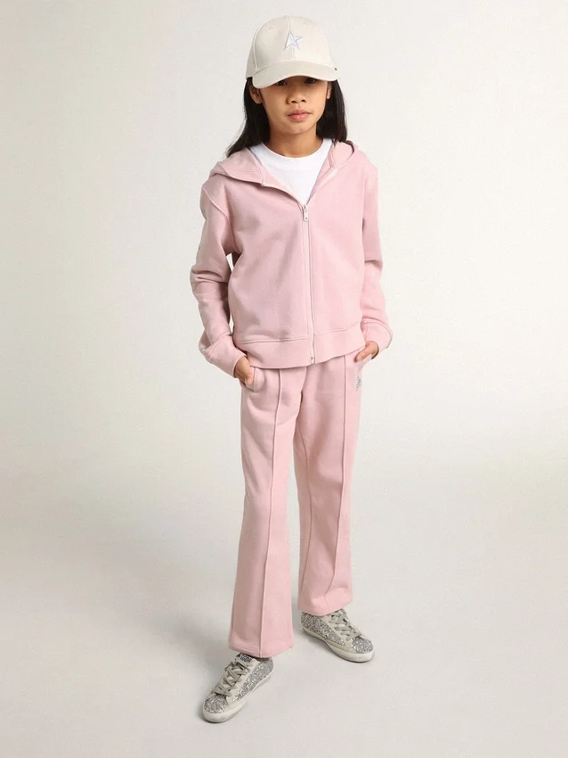 Rosa sweatshirt med silverglittrande stjärnor