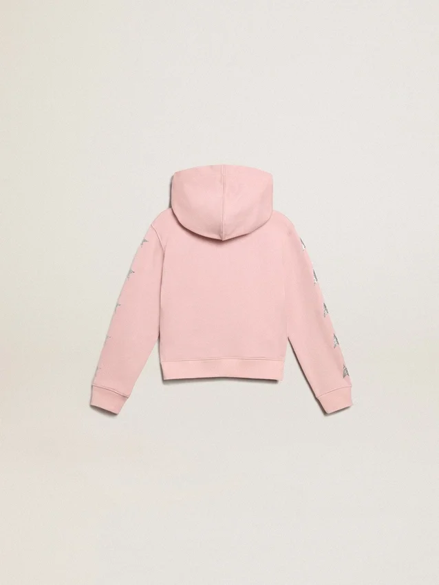 Rosa sweatshirt med silverglittrande stjärnor