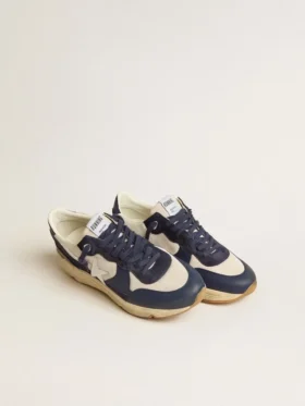 Running Sole i krämfärgat nät och blått läder med en vit läderstjärna