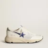 Running Sole i vitt läder och mesh med blå stjärna i laminerat läder