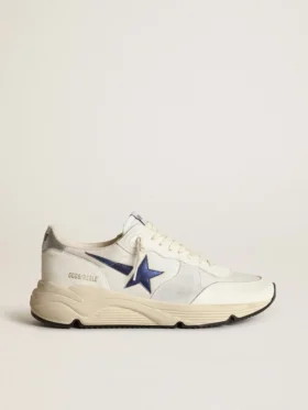 Running Sole i vitt läder och mesh med blå stjärna i laminerat läder
