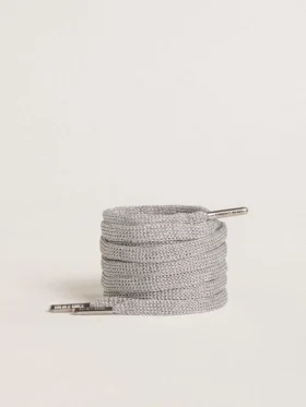 Silverfärgade lurex-skosnören