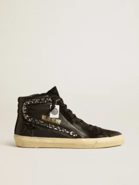 Slide-sandaler med svart stjärna och Swarovski-kristaller
