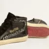 Slide-sandaler med svart stjärna och Swarovski-kristaller