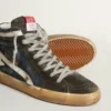 Slide-sneakers i midnattsblå denim med vit läderstjärna