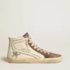 Slide-sneakers i nappa med glitterstjärna och detaljer i lackläder