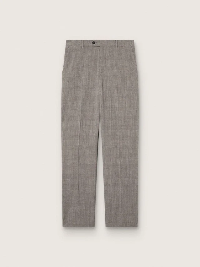 Slim fit-byxor för herr i grå Prince of Wales-rutmönster