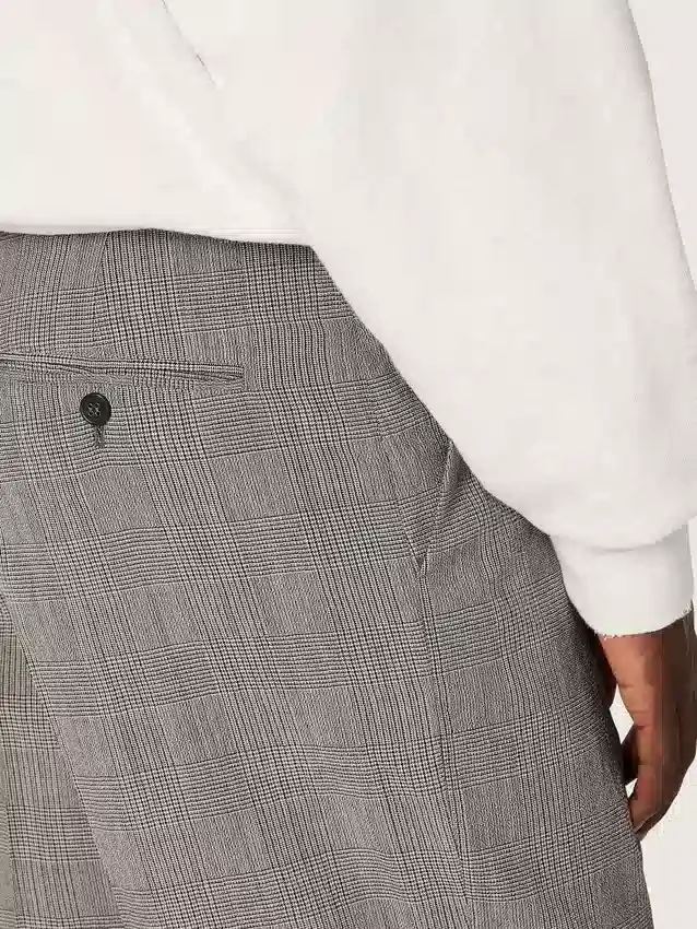 Slim fit-byxor för herr i grå Prince of Wales-rutmönster