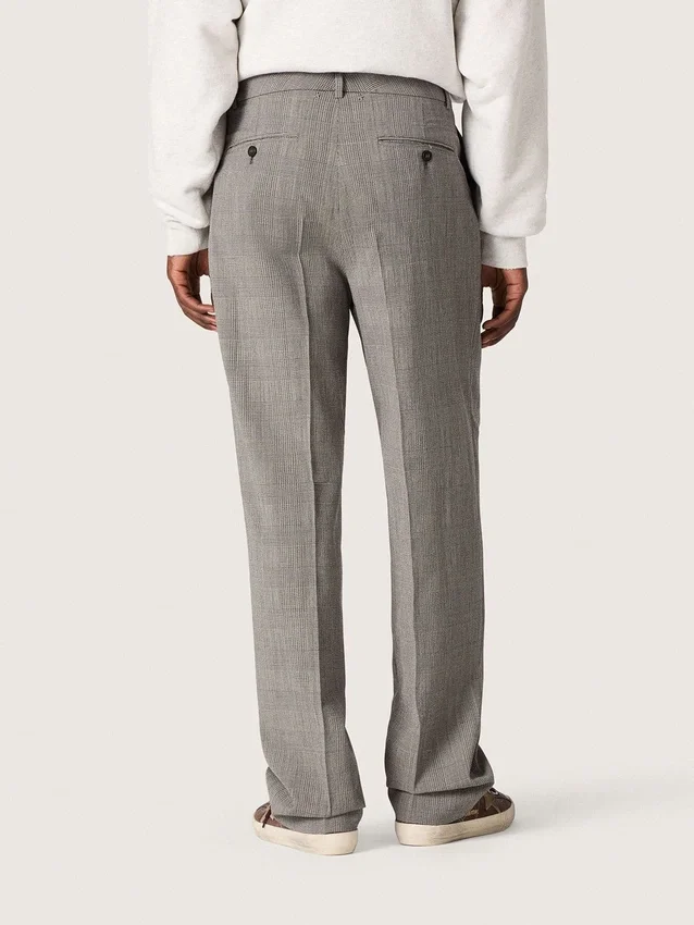 Slim fit-byxor för herr i grå Prince of Wales-rutmönster