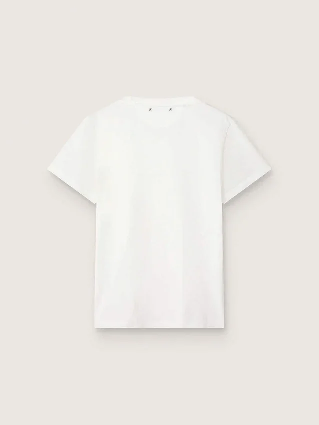 Slim fit-T-shirt för dam i vitt med slitna detaljer