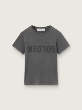 Slitad T-shirt i smal passform i antracitgrått