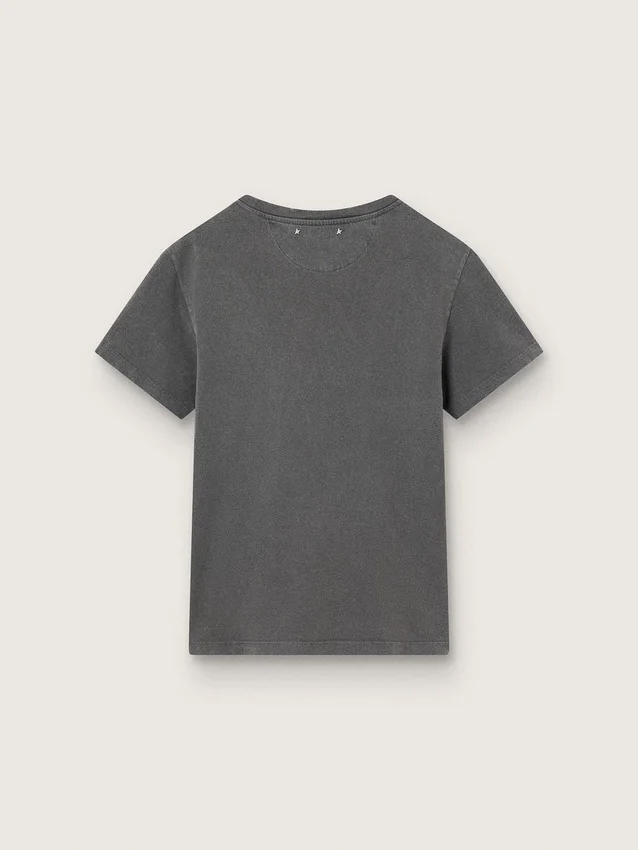 Slitad T-shirt i smal passform i antracitgrått