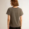 Slitad T-shirt i smal passform i antracitgrått