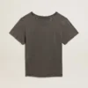 Slitad T-shirt i smal passform i antracitgrått