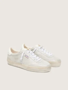 Soul Star för dam i beige mocka med vit läderflik på hälen
