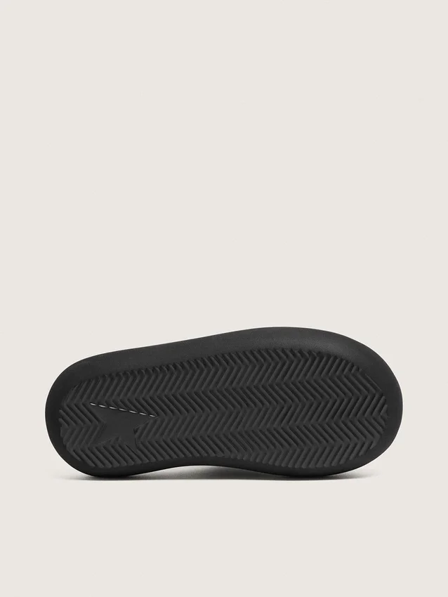 Space-Star-slip-ons för damer i svart läder