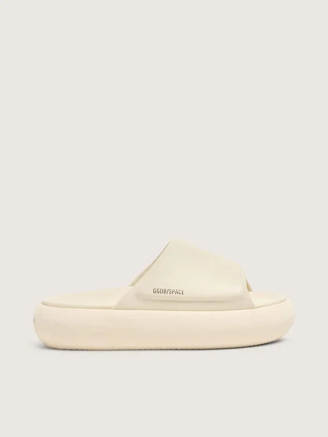 Space-Star-slip-ons för damer i vitt läder
