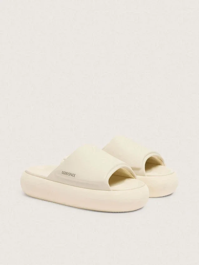Space-Star-slip-ons för damer i vitt läder
