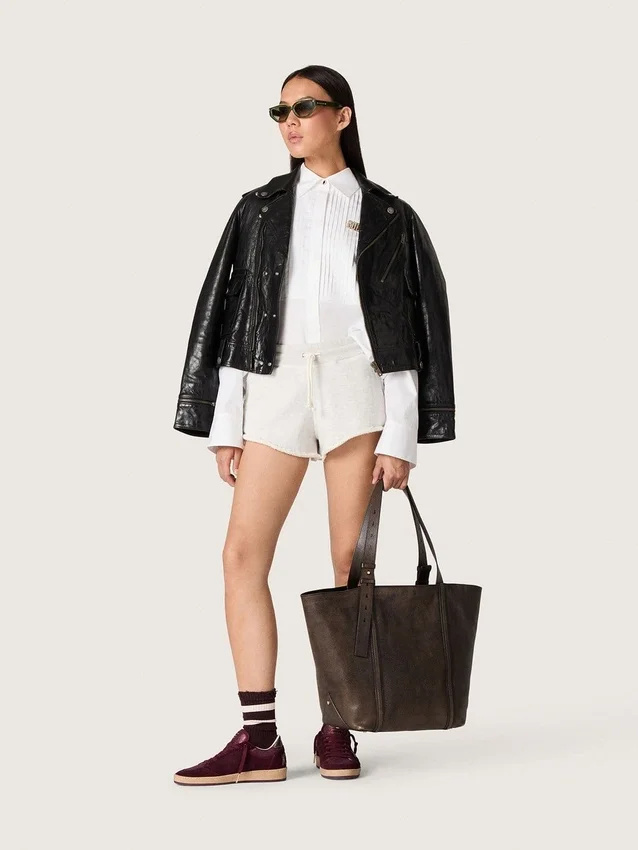 Star-damshorts i grå melerad fleece