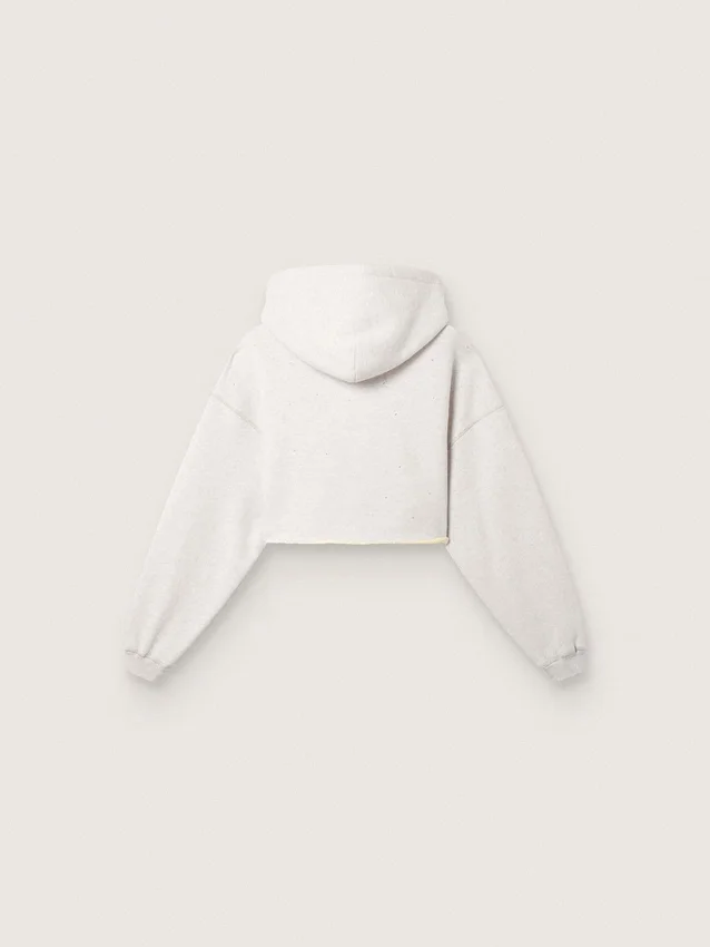 Star – kort hoodie för dam i grå melerad bomull