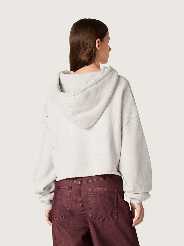 Star – kort hoodie för dam i grå melerad bomull