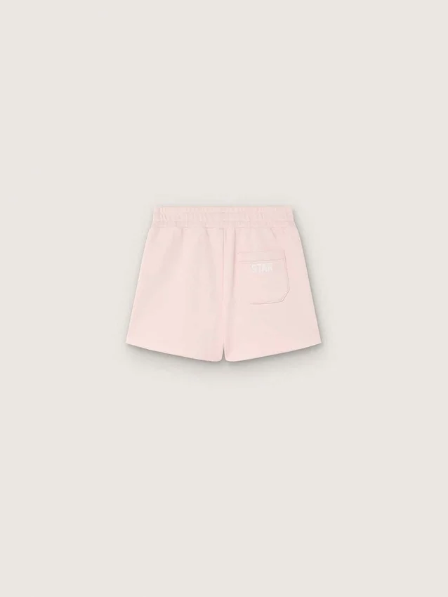 Star-shorts för flickor i rosa bomull med patch och logotyp