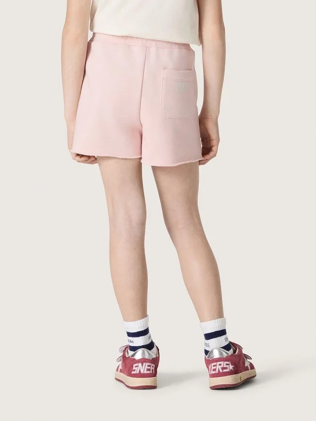 Star-shorts för flickor i rosa bomull med patch och logotyp