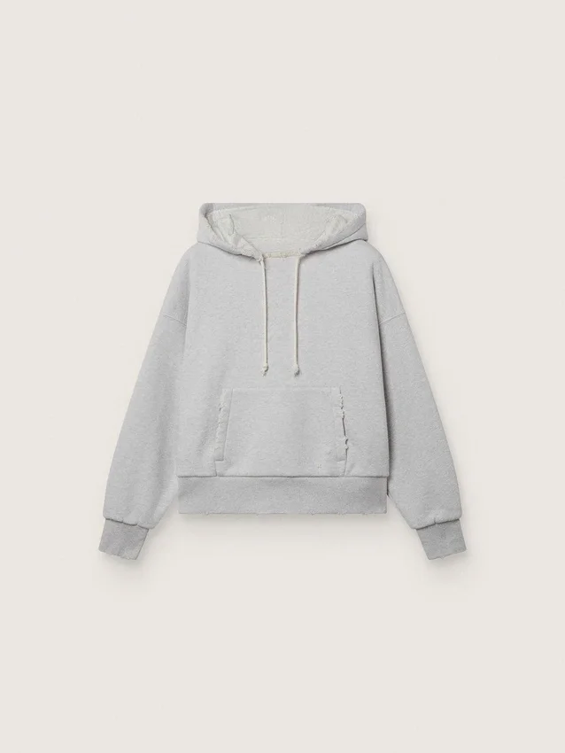 Star unisex-sweatshirt med huva i grå melerad bomull