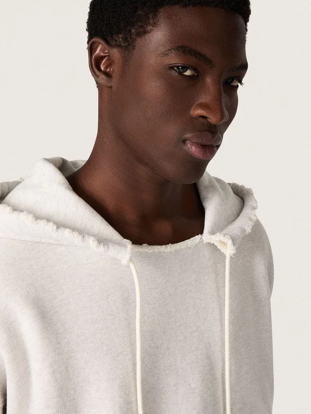 Star unisex-sweatshirt med huva i grå melerad bomull