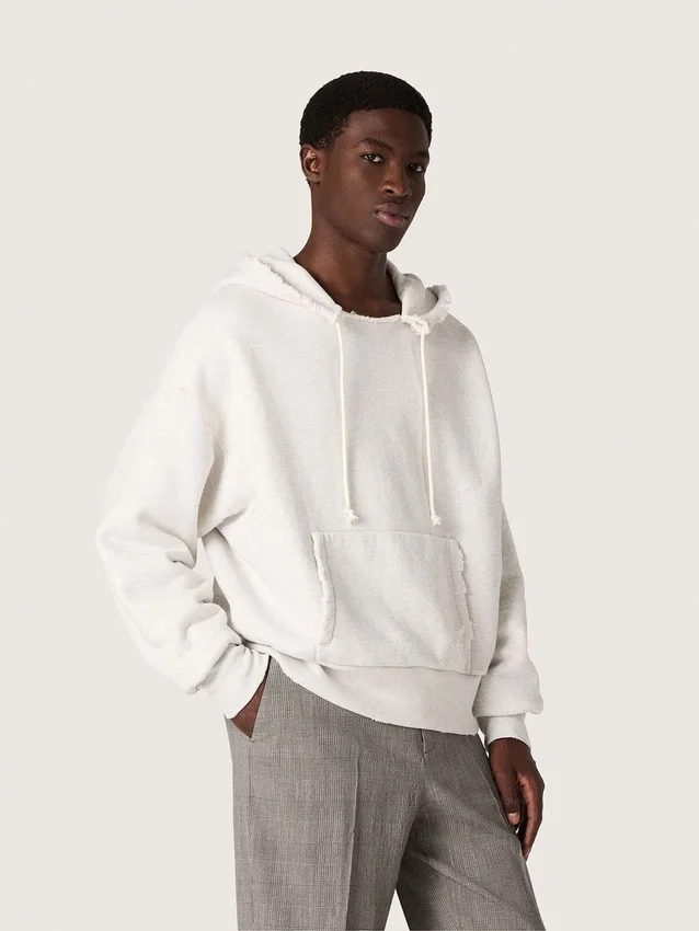Star unisex-sweatshirt med huva i grå melerad bomull