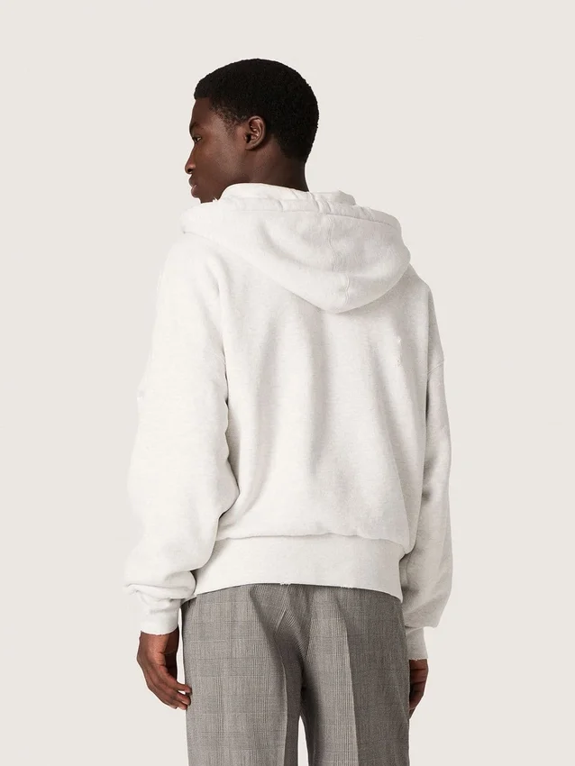 Star unisex-sweatshirt med huva i grå melerad bomull