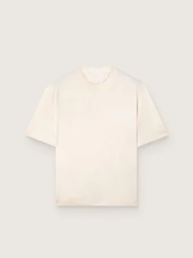 Star unisex-T-shirt i bomull i vintagevitt med svart tryck på ryggen