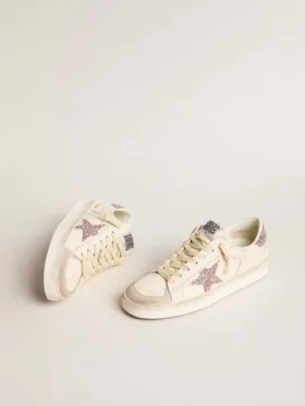 Stardan för dam i nappa och mocka med rosa glitterstjärna och hälflik