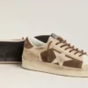 Stardan för damer i militärgrönt mocka och beige ponnyskinn med beige mockastjärna