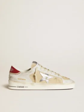 Stardan för herr i nubuck och crackle-läder med silvermetallisk läderstjärna